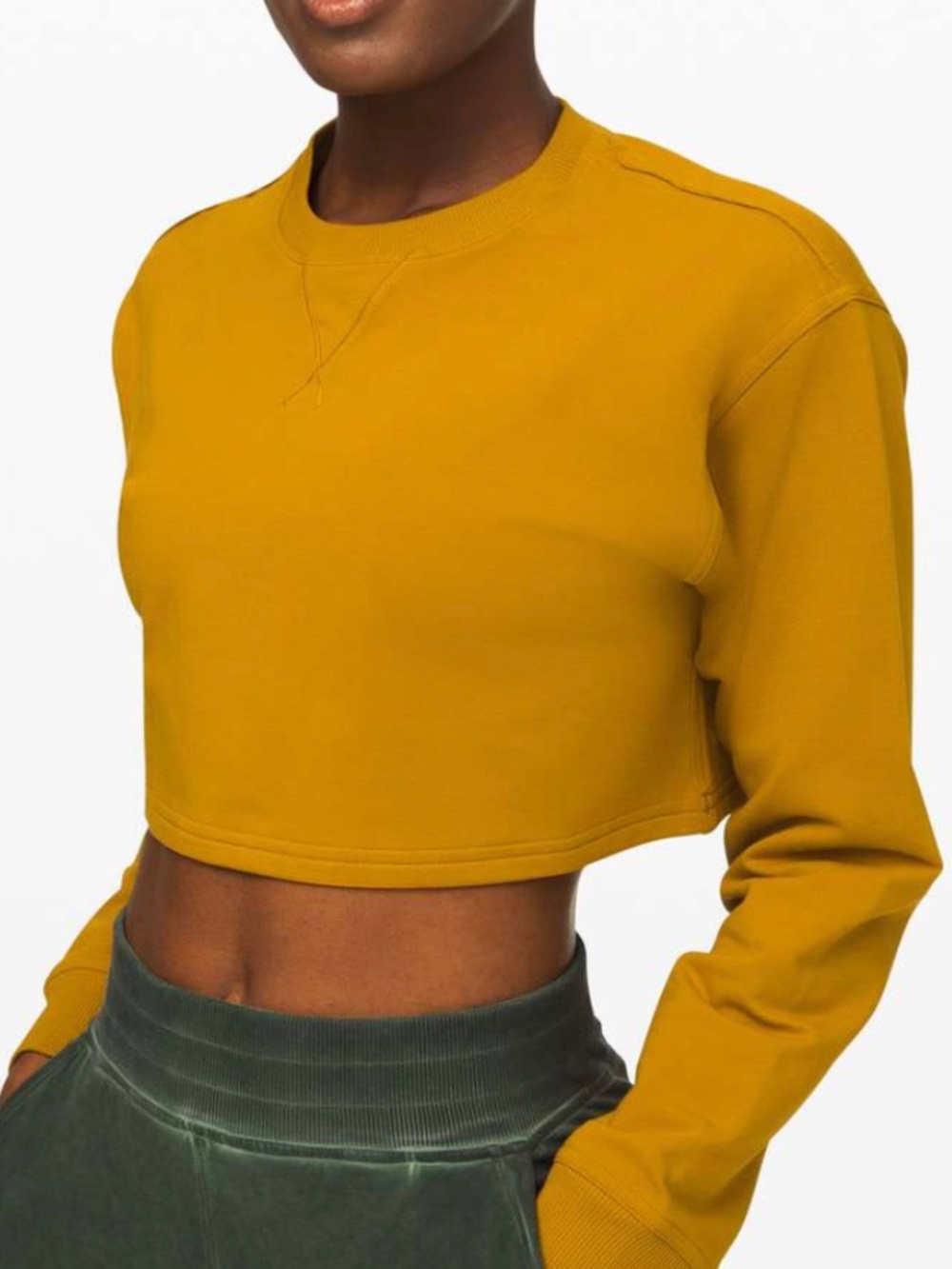 Lululemon All Yours Cropped Long Sleeve Crew in Fools Gold Size 6